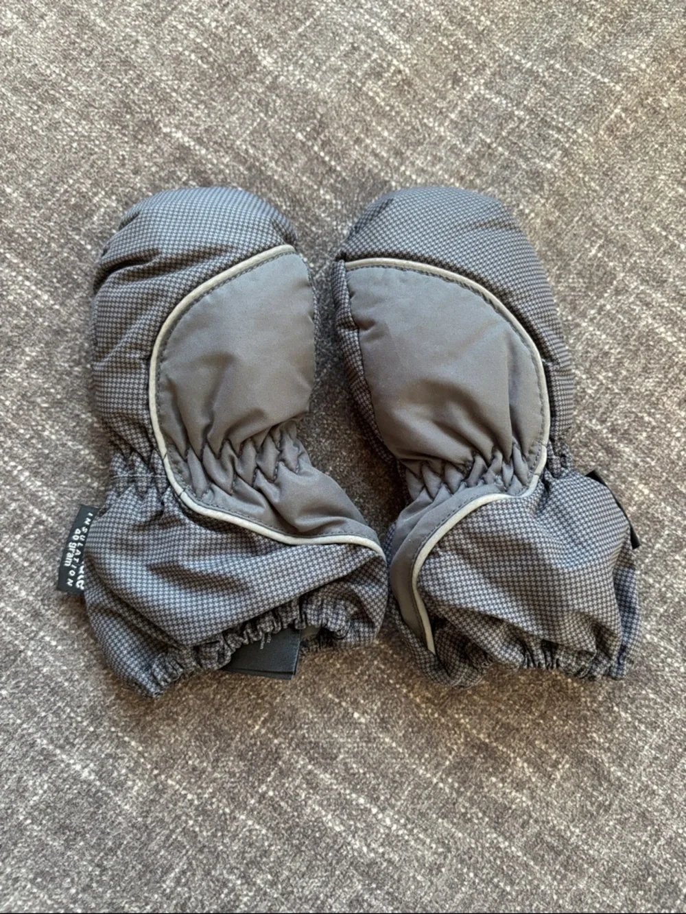 Gray Baby/Toddler Mittens - Warm Winter Gloves Size 1-2Y